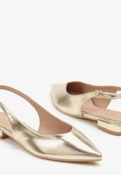 Złote Sandały Slingback Vices z Wkładką ze Skóry Naturalnej Lisanilis