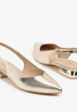 Złote Sandały Slingback Vices z Wkładką ze Skóry Naturalnej Galeresa