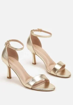 Złote Sandały Vices na Obcasie Typu Szpilka Galennea