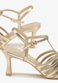 Złote Sandały Vices na Obcasie Typu Szpilka Tirenella