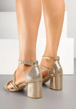 Złote Sandały Vices na Słupku Ozdobione Cyrkoniami Otiriel