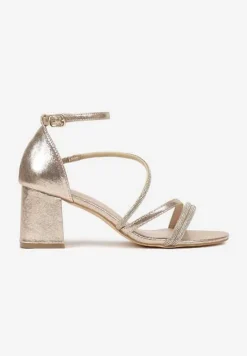 Złote Sandały Vices na Słupku Ozdobione Cyrkoniami Otiriel