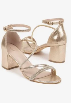 Złote Sandały Vices na Słupku Ozdobione Cyrkoniami Otiriel