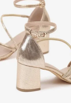 Złote Sandały Vices na Słupku Ozdobione Cyrkoniami Otiriel