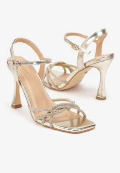 Złote Sandały Vices na Szpilce z Cyrkoniami Lirevoline