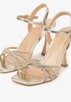 Złote Sandały Vices na Szpilce z Cyrkoniami Lirevoline