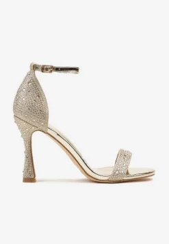 Złote Sandały Vices na Szpilce Ozdobione Cyrkoniami Zimena