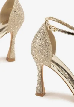 Złote Sandały Vices na Szpilce Ozdobione Cyrkoniami Zimena