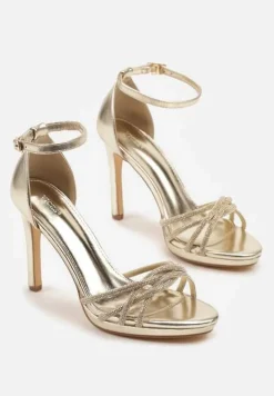 Złote Sandały Vices na Szpilce z Cyrkoniami Sarameira