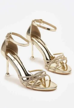 Złote Sandały Vices na Szpilce Ozdobione Cyrkoniami Nitalena