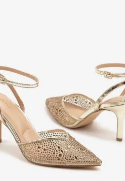 Złote Sandały Vices na Szpilce z Cyrkoniami Ciaranea
