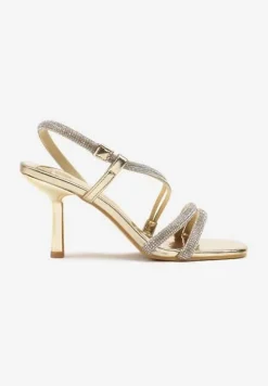 Złote Sandały Vices na Szpilce z Cyrkoniowymi Paskami Niladriella
