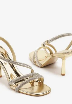 Złote Sandały Vices na Szpilce z Cyrkoniowymi Paskami Niladriella