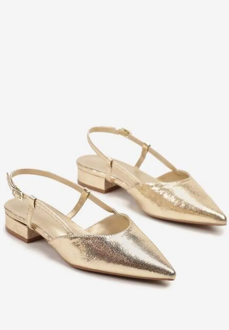 Złote Sandały Vices Typu Slingback Nilessea