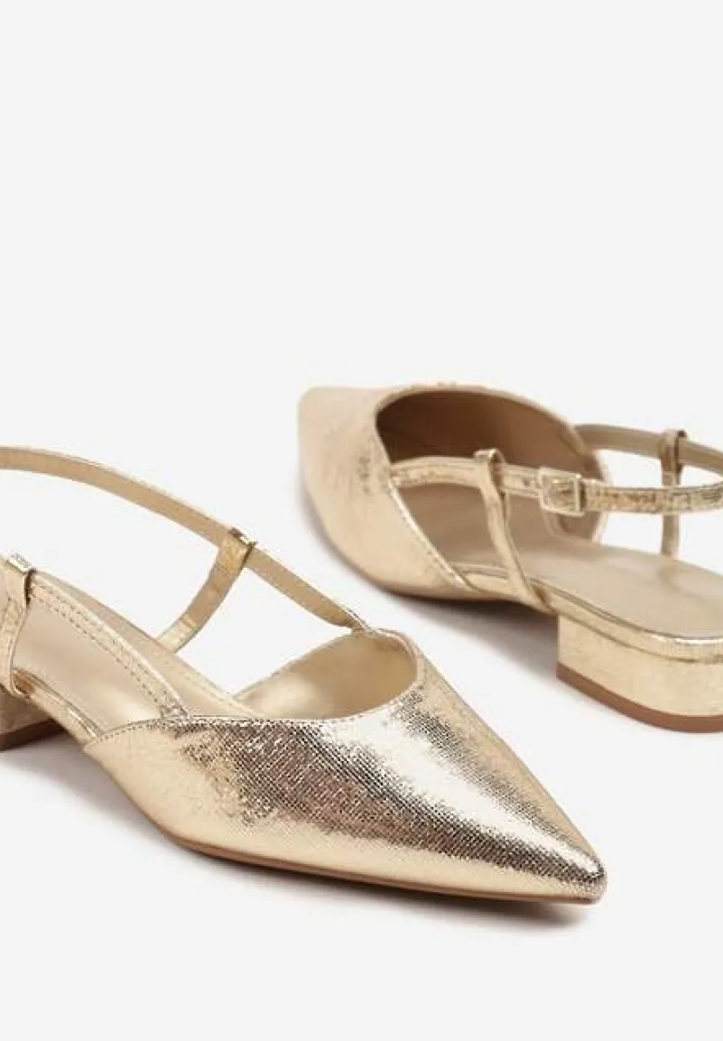 Złote Sandały Vices Typu Slingback Nilessea