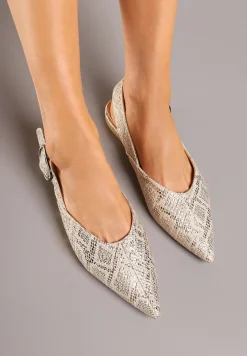 Złote Sandały Vices Typu Slingback z Wkładką ze Skóry Naturalnej Rallora