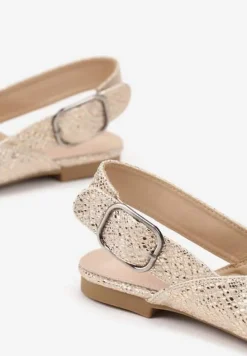 Złote Sandały Vices Typu Slingback z Wkładką ze Skóry Naturalnej Rallora