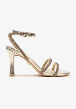 Złote Sandały Vices z Cyrkoniowymi Paskami Eralissea