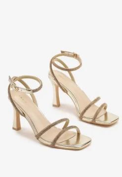 Złote Sandały Vices z Cyrkoniowymi Paskami Eralissea