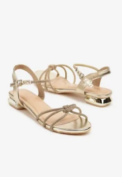 Złote Sandały Vices z Cyrkoniowymi Paseczkami Folastra