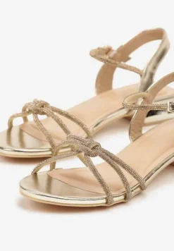 Złote Sandały Vices z Cyrkoniowymi Paseczkami Folastra