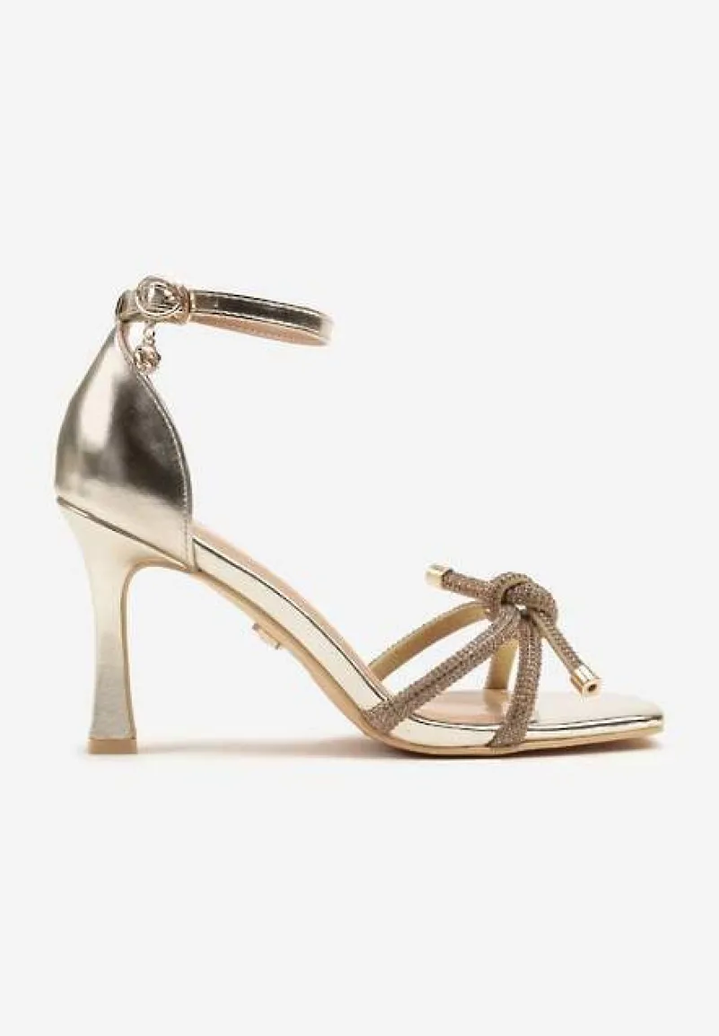 Złote Sandały Vices z Cyrkoniowymi Paskami Erathela