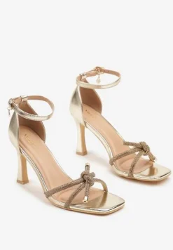 Złote Sandały Vices z Cyrkoniowymi Paskami Erathela