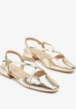 Złote Sandały Vices z Wkładką ze Skóry Naturalnej Edimaris