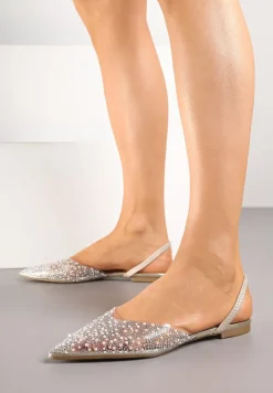 Złote Sandały z Przezroczystą Cholewką Ozdobione Cyrkoniami Silevea