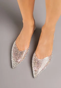 Złote Sandały z Przezroczystą Cholewką Ozdobione Cyrkoniami Silevea