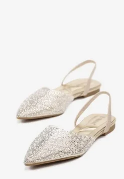 Złote Sandały z Przezroczystą Cholewką Ozdobione Cyrkoniami Silevea