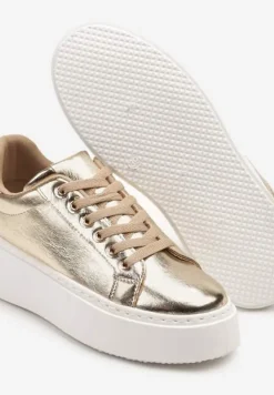 Złote Sneakersy na Grubej Podeszwie Cernanda