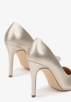 Złote Szpilki Vices w Klasycznym Stylu z Wkładką ze Skóry Naturalnej Innaris