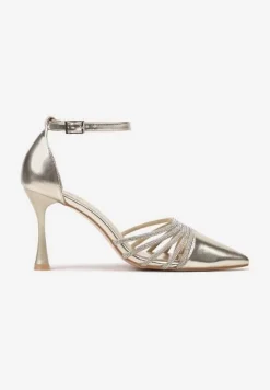 Złote Szpilki w Eleganckim Stylu z Cyrkoniowymi Paskami Erisorae