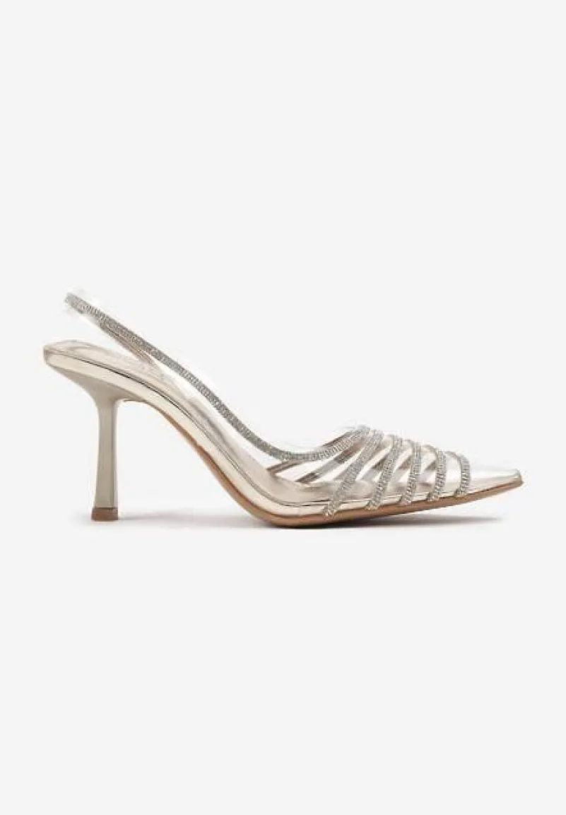 Złote Szpilki z Transparentnym Noskiem z Cyrkoniami Arrsela