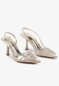 Złote Szpilki z Transparentnym Noskiem z Cyrkoniami Arrsela