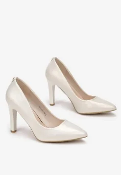 Złote Szpilki ze Skórzaną Wkładką Metaliczne Vengile