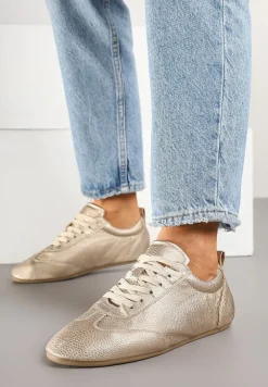 Złote Tenisówki bez Zdobień z Ekoskóry Verillis