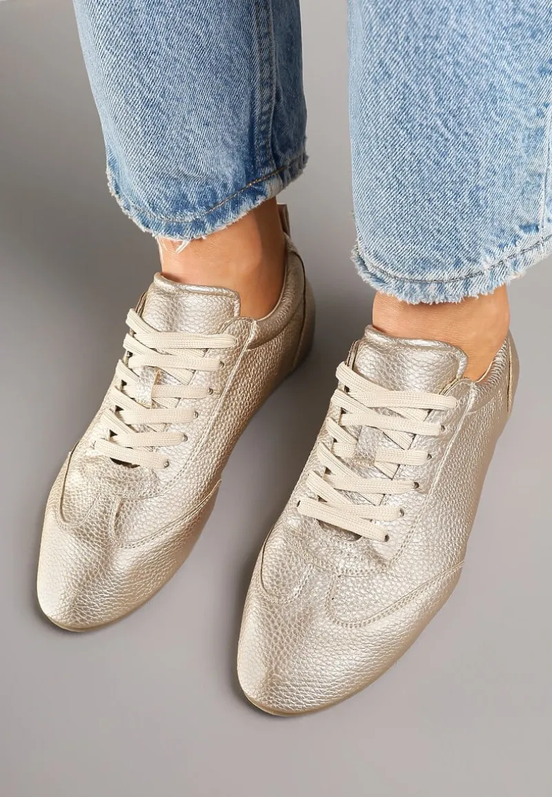 Złote Tenisówki bez Zdobień z Ekoskóry Verillis