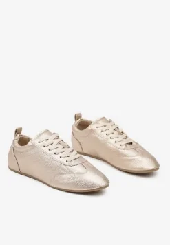 Złote Tenisówki bez Zdobień z Ekoskóry Verillis