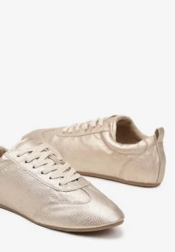 Złote Tenisówki bez Zdobień z Ekoskóry Verillis