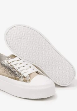 Złote Trampki na Platformie z Metalicznymi Sercami Florvila