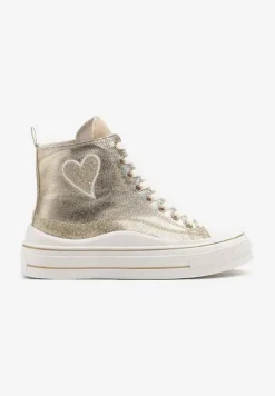 Złote Trampki na Platformie z Serduszkiem za Kostkę Ellista