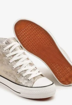 Złote Trampki z Wysoką Tłoczoną Cholewką Willevia