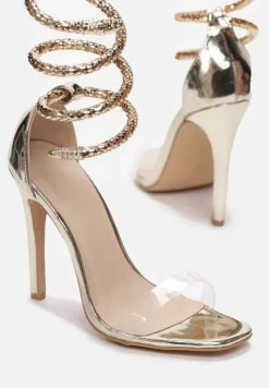 Złote Transparentne Sandały Saphalane