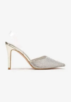 Złote Transparentne Szpilki z Błyszczącymi Cyrkoniami Verichelle