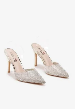 Złote Transparentne Szpilki z Błyszczącymi Cyrkoniami Verichelle