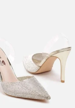 Złote Transparentne Szpilki z Błyszczącymi Cyrkoniami Verichelle