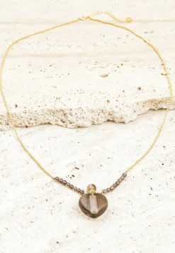 Złoto-Czarny Naszyjnik na Cienkim Łańcuszku z Kryształkiem Yeve