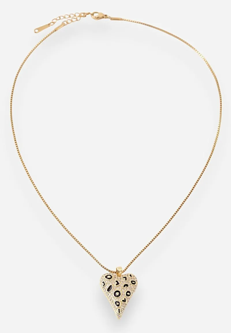 Złoto-Czarny Naszyjnik z Motywem Serca Meleona